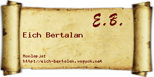 Eich Bertalan névjegykártya